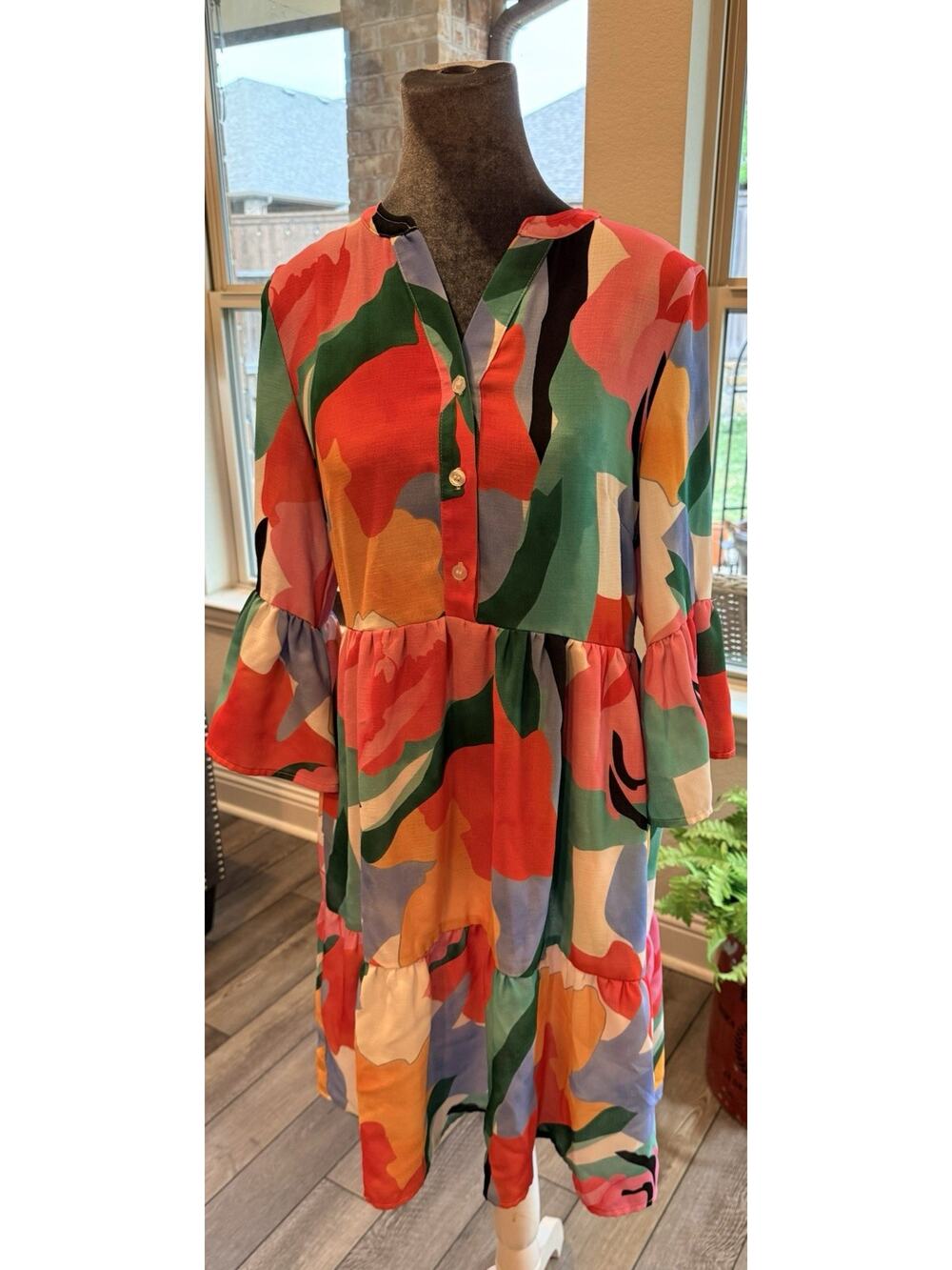 Chetta B Floral Dress Women’s Size 4 Colorful Maxi Resort Summer Dress